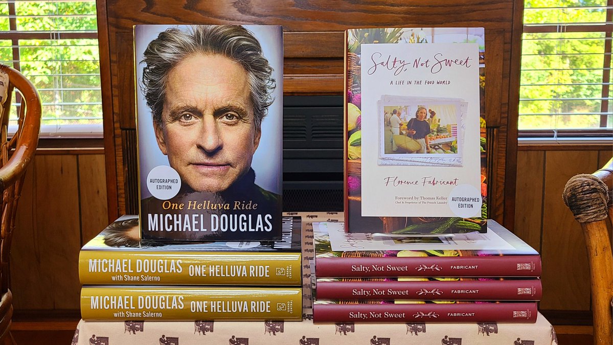 ALBooksmith's tweet photo. Today (10/6) is #pubdate for SALTY, NOT SWEET by acclaimed food critic and cookbook author Florence Fabricant, as well as ONE HELLUVA RIDE by Michael Douglas ... and we've got signed first editions of both!

Available on our website. https://t.co/9rk9zA2rUA