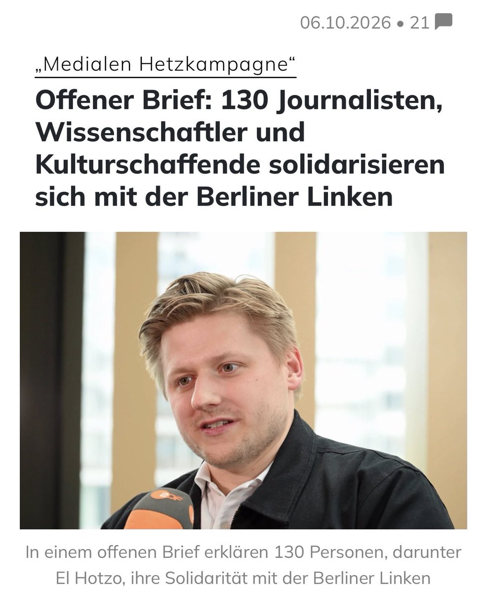 queru_lant's tweet photo. 138 Journalisten, Wissenschaftler und Kulturschaffende, die sich zu Linksextremismus, Antisemitismus und zum organisierten Verbrechen bekennen.

Shame on you!

Achan Malonda, Jasmina Kuhnke, Inga Matthes, Rana Issazadeh, Rashad Alhindi, Vanessa E. Thompson, Nala Wahle, Elias Naeb, Ulla Scharfenberg, Leandros Fischer, Elias Kapeller, Norma Möllers, Imad Mustafa, Michèle Winkler, Jean-Philippe Kindler, Sebastian Hotz, Britta Rabe, Zahra Mousawy, Mitali Nagrecha, Cuso Ehrich, Fabian Lehr, Zoë Claire Miller, Deborah Feldman, Miriam Chorley-Schulz, Mine Pleasure Bouvar, Maryam Aras, Niloufar Tajeri, Beate Bahnweg, Nadija Samour, Gina Waibel, Lena Koch, Julia Grißmer, Malte Engeler, Benjamin Meyer-Krahmer, Matthias Böhler, Nils Riecken, Rainer Rehak, Shoan Vaisi, Elisa Baş, Marc Siegel, Alanna Lynch, Lili Sommerfeld, Michael Cohen-Weissert, Nina Ogilvie, Sheela Charen, Helén Fares, Rachela Tonta, Louna Sbou, Ruth Weskamm, Maidline Aurie, Michael Barenboim, Marcus Staiger, Pia Scholz, Robin Celikates, Nurder Koch, Rio Riseup, Fabian Saul, Adam Broomberg, Forum Gewerkschaftliche Linke Berlin, Jakob Reimann, Hannes Porombka, Judith Scheytt, Lise-Christine Kobla Mendama, Mine, Natascha Sadr Haghighian, Thomas Kilpper, Isra Karera, Sonja Hornung, Julia Akra, Mogli, Nicklas Boden, Valerie Burgstaller, Pegah Ferydoni, Onur Suzan Nobrega, Muriel Marondel, Faheem Hemboum, Abdul Kader Chahin, Ibrahim Arslan, Novaa, Kai Schumann, Yehudit Yinhar, Sultana Sediqi, Ömer Alkin, Kien Nghi Ha, José Segebre, Aurelia Kalisky, Marie-Alice Morel, Tex Drieschner, Nader Soltani, Damon Taleghani, Meral Al-Mer, Sandra Hetzl, Sandra Gugić, Emilia Zenzile Roig, Kai Koddenbrock, Nina Onèr, Lara Möller, Roland Meister, Ingrid Adjoa Yeboha, Ammar Bustami, Eike Richter, Anja Lederer, Robin Jaspert, Christian Strippel, Jule Ulbricht, Florence Vienne, Rehab Massoud, Leon Schlüter, Cathleen Schuster, Marcel Dickhage, Fatoş Atali-Timmer, Ramis Örlü, Sabine Broeck, Deniz Torlak, Joana Georgi, Julian Hölzl, Nevin Duran, Olivier David, Mesut Bayraktar, Simin Jawabreh, Angela Harutyunyan, Tomer Dotan-Dreyfus, Anne Benza-Madingou, Ipek Ipekcioglu, Carolin Kaufmann, Mithu Sanyal, Henrike Kohpeiß, Angela Last, Asha Hedayati, Fabian Goldmann, Daniel Loick, Handan Ceylan, Sué González Hauck, Hannah Rainer, Benjamin Düsberg, David Schlindwein, Rina Ajeti