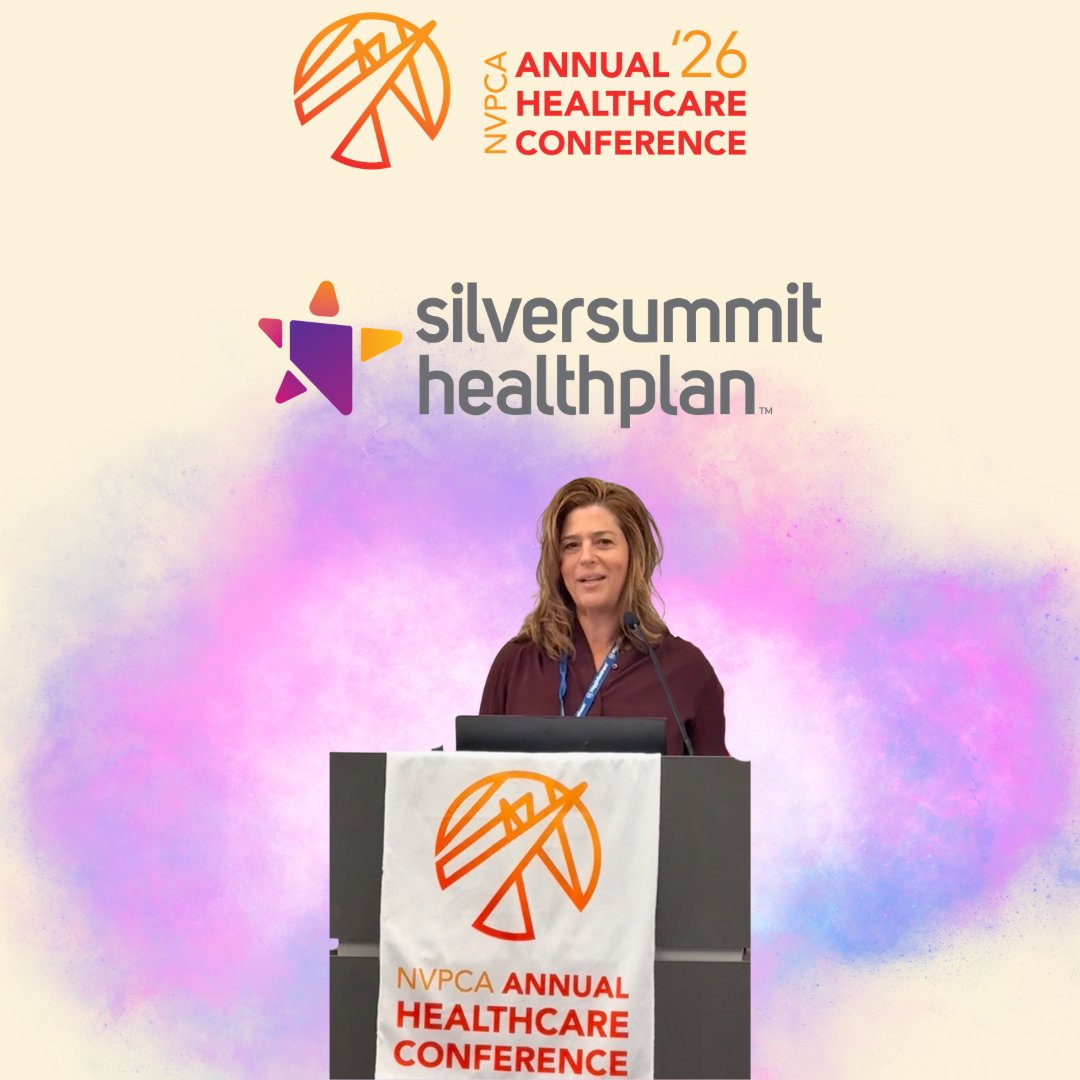 NVPCA's tweet photo. This morning, NVPCA’s Annual Health Care Conference kicked off on high note with NVPCA CEO, Nancy Bowen, the uplifting emcee, Tiffany Young, and Sarah Fox of @SilverSummitHP  – which is also the Lead Sponsor 💜 https://t.co/krLgPoqLbC