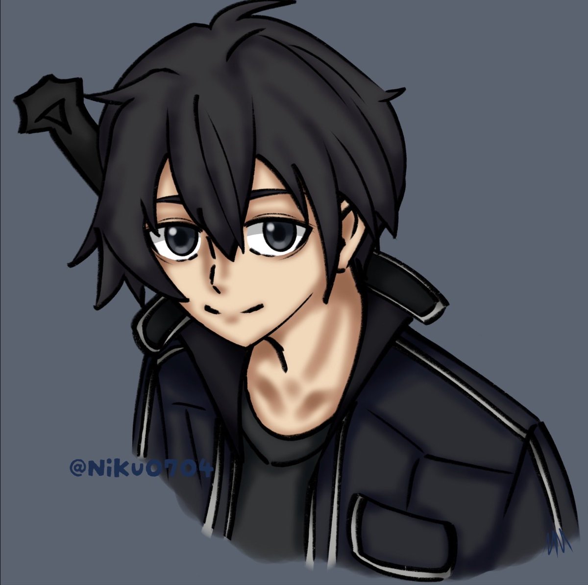 Niku1181099's tweet photo. Day280! Of drawing a fictional character whose birthday is today! So happy birthday to.. Kirito! #originalart #digitalart #Kirito #swordartonline #day280 https://t.co/iHrmwxdX3p
