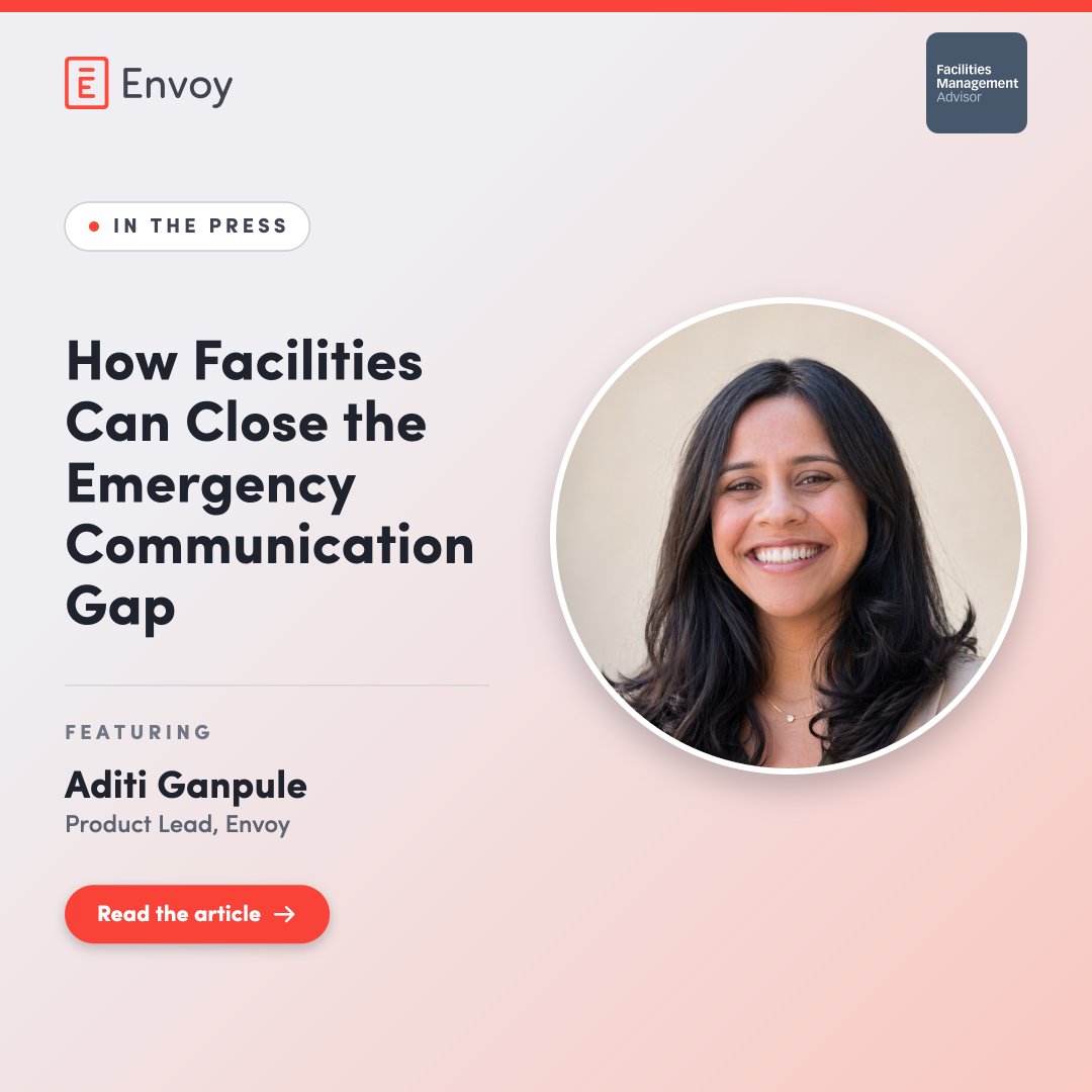 envoy's tweet photo. Emergency communication has a first-mile problem.

In @FMgmt_Advisor, Aditi Ganpule explores what facilities teams can do to close the gap between detecting an issue and getting the right information to the people who need it.

👉 Read more: https://t.co/EfOejOyTmI https://t.co/NX4v31bXCo