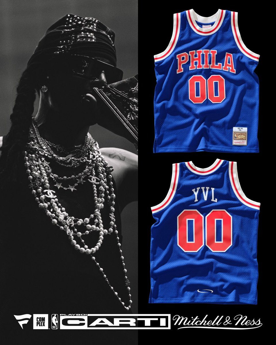 complex_shop's tweet photo. The Playboi Carti x Mitchell &amp; Ness x NBA Hardwood Classics jerseys collection is now available to shop online at Complex Shop, https://t.co/vtQP7UU2tW, and https://t.co/DPlsVYycVg. #complexcon #playboicarti https://t.co/KjL0eyvBKj