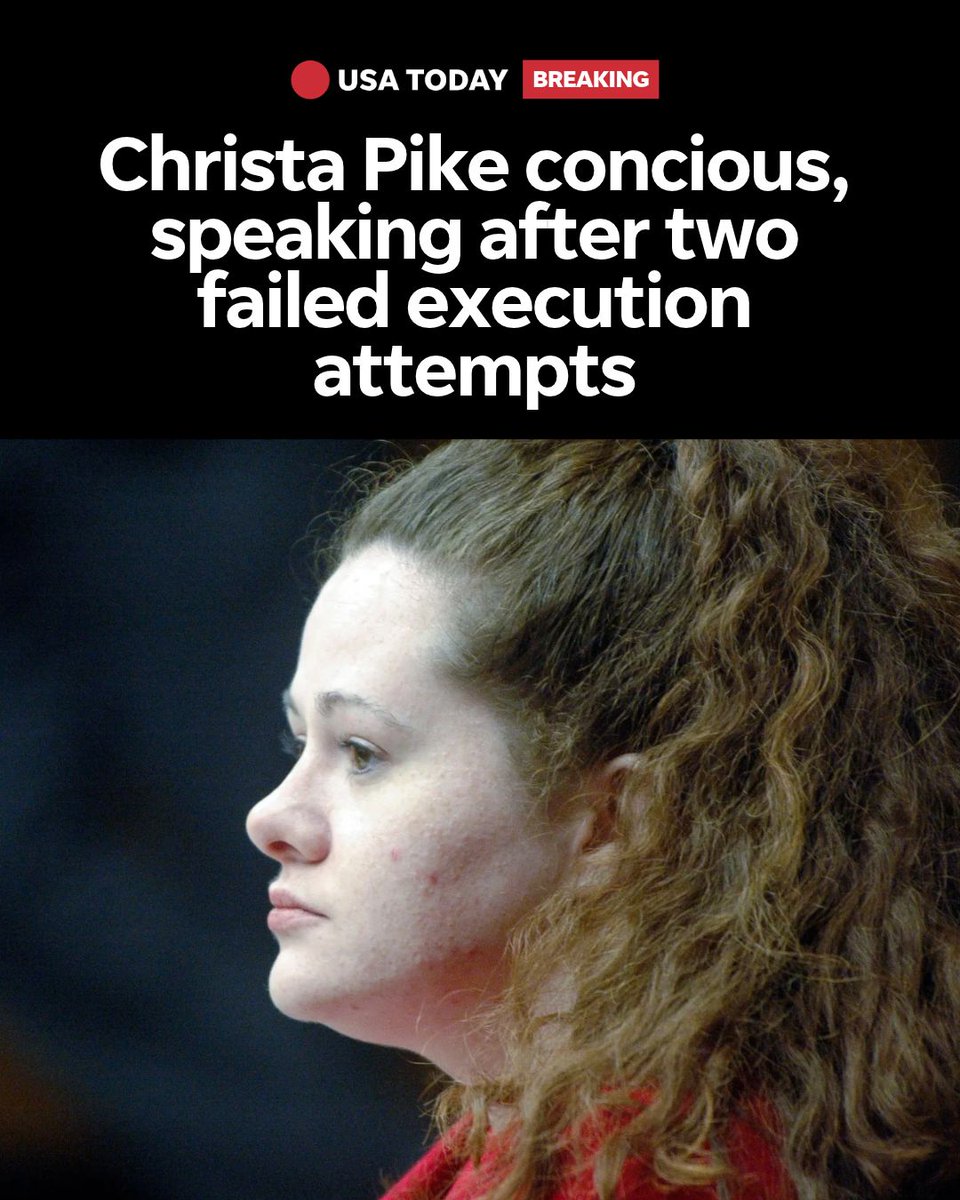 USATODAY's tweet photo. Tennessee death row inmate Christa Pike is conscious and talking in the hospital following her botched execution, her attorneys announced on Oct. 6. https://t.co/9x0t3F6ddy

📸: Knoxville News Sentinel https://t.co/iR2Ccr90bU
