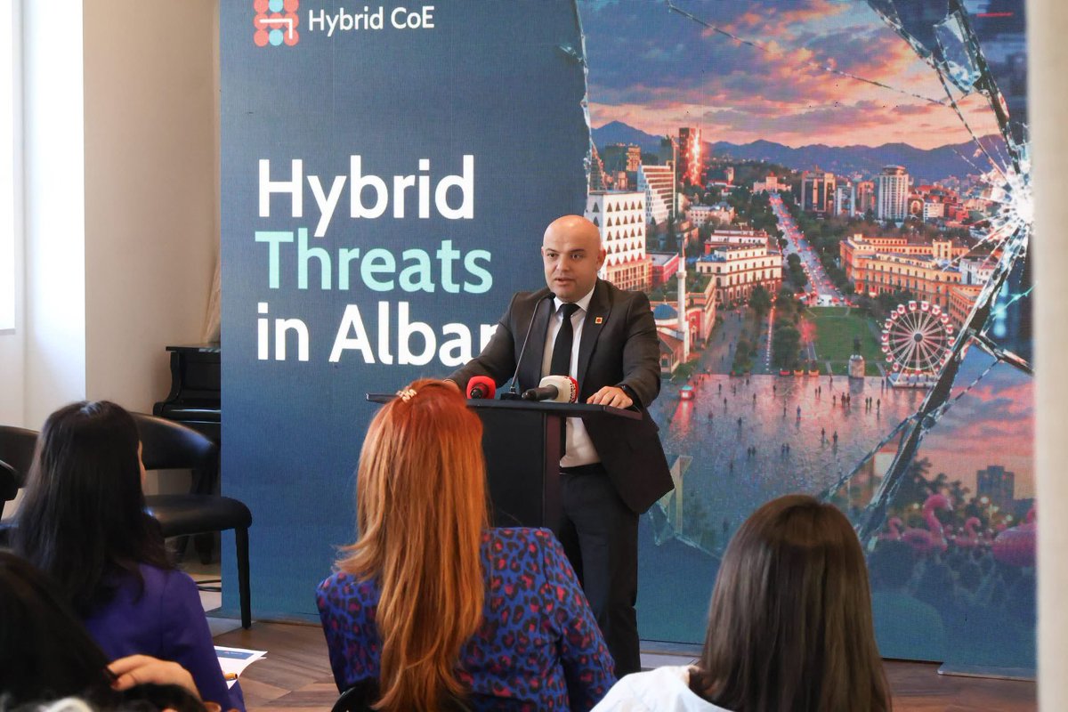 MegiFi's tweet photo. A valuable discussion at the “Hybrid Threats in Albania” workshop, organised by AKSK in cooperation with Hybrid CoE, on disinformation, foreign interference and strengthening our resilience to hybrid threats.

As Albania advances towards EU membership, it is strengthening its capacities, institutional coordination, and cooperation with the EU, NATO, the Hybrid CoE, and our partners to prevent and address these threats. Our response must be grounded in information verification, coordination before communication, and close cooperation with our international partners. 🇦🇱🇪🇺
In the face of threats that know no borders, our resilience depends on our ability to act together.
