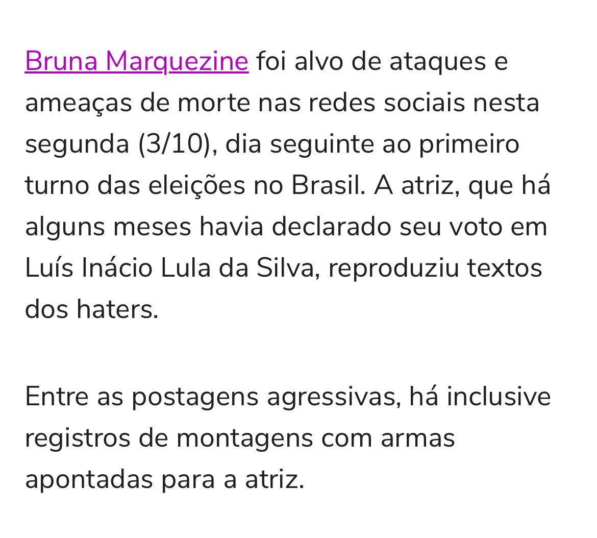 offsbm's tweet photo. “A Bruna Marquezine não se posiciona”
“A Bruna nunca deixa claro de qual lado ela tá”

Corta pra Bruna sendo perseguida pela extrema direita há anos: Carlos Bolsonaro levando ela à Justiça, ataques públicos de Michelle Bolsonaro e até ameaça de morte. https://t.co/v2Y3LU5l6Y