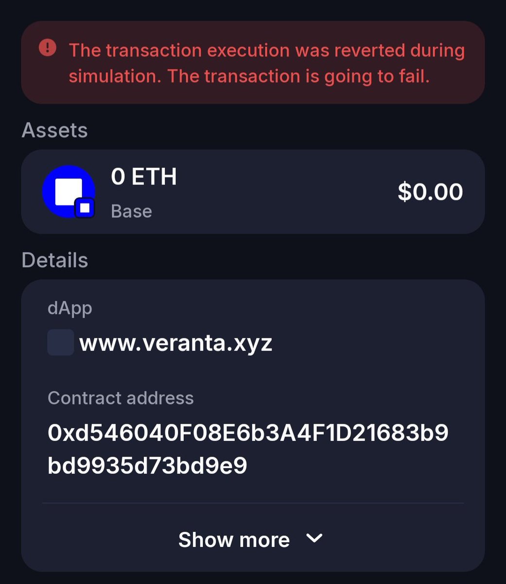 kaplandayi's tweet photo. @verantaxyz Dear sir, it gives error when i try to claim staking rewards. Is it temporary? (I connected with trustwallet) https://t.co/o2G4I6vIX1