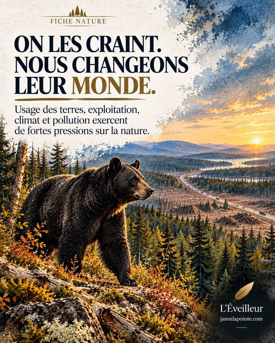 Jaysun_fun's tweet photo. On nous apprend à craindre les animaux sauvages.

Mais pendant qu’on regarde leurs crocs, nos routes, notre exploitation des terres, la pollution et le climat transforment leurs habitats.

La peur mérite parfois d’être regardée dans les deux sens. https://t.co/FQWjrWoDvA