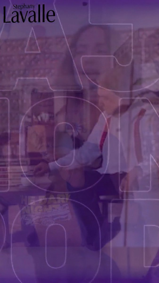 A book cover or design featuring the name "Stephany Lavalle" at the top with a faded purple-toned image of people and abstract letter shapes overlaid.
