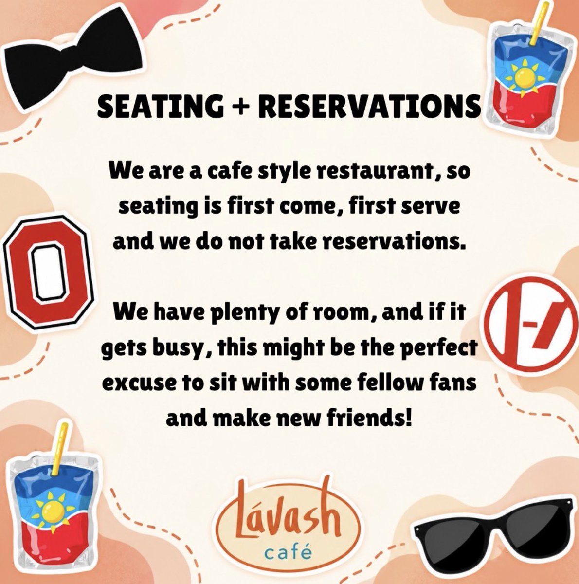 TOPMerchAlerts's tweet photo. LAVASH Cafe has posted some helpful information on their instagram for anyone planning on stopping by in Ohio next weekend!

#twentyonepilots https://t.co/1agOZWSoMC