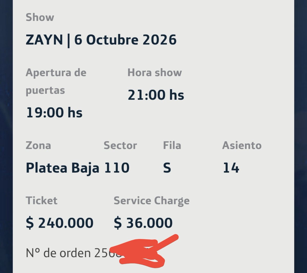 txmlinxson's tweet photo. VENDO ZAYN ENTRADA PLATEA BAJA SECTOR https://t.co/dzvRO2zTz2