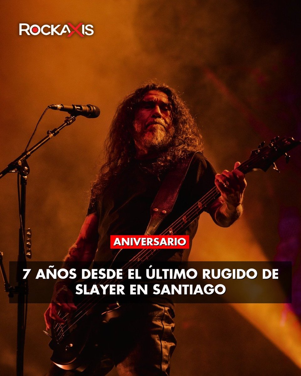 rockaxisoficial's tweet photo. 🔥🤘 7 años de la última noche de Slayer en Santiago

Un día como hoy, en 2019, @Slayer encabezó Santiago Gets Louder junto a Anthrax, Kreator y Pentagram, con el chileno Tom Araya al frente.

Recordamos aquella jornada 👉 https://t.co/fC9QYrceZj

🇨🇱 Slayer regresa a Chile el 10 de diciembre
🏟️ Estadio Santa Laura
🎟️ @ticketmastercl 

¿Estuviste en aquella histórica noche de 2019?

@lotusmusica