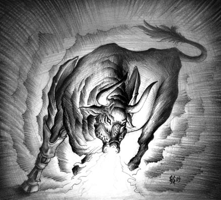 nkvlands's tweet photo. "Khalkotauroi", Colchis Bulls of King Aietes. Hephaestus himself forged the hooves and muzzles of these massive fire-breathing bulls from bronze, offering them to the King of Colchis.
From my "Awakening of Legends - The Argonautical Campaign" accessory-article for the Adventurer fanzine, in times past.
Art by George S
