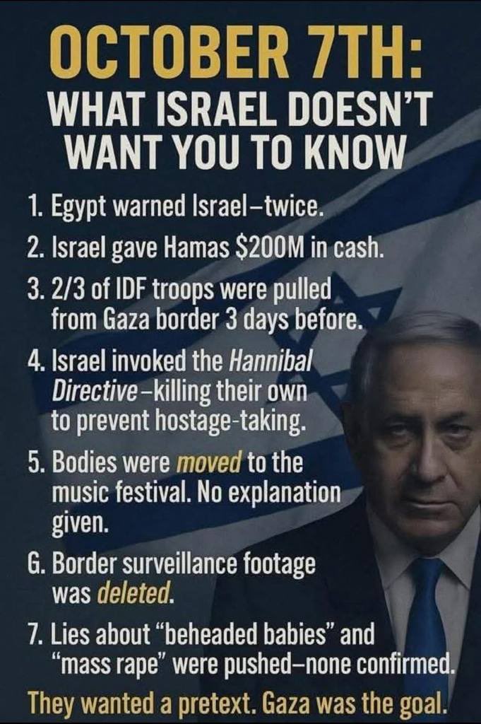 IsraelDidOct7's tweet photo. Oct 7 was an Inside Job

Never forget Jwish Israeli Govt killed their own Jwish citizens and IDF on October 7 using Hannibal Directive protocol

Israelis lied
https://t.co/qhfNXo5VRX
https://t.co/V1KDtN0ggb
https://t.co/ugoFPcdYtA

https://t.co/5avhwhsaVQ https://t.co/MbkRjdC2ej https://t.co/pBYPWkXZKH