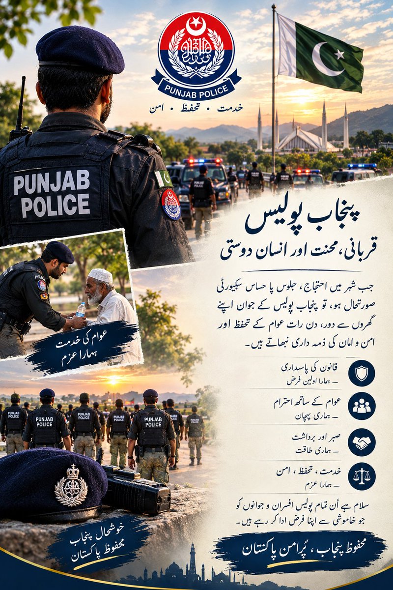 FiazShafi's tweet photo. قانون کی پاسداری، صبر، انسان دوستی اور عوام کے ساتھ احترام ہی پولیس کی حقیقی پہچان ہے۔

سلام ہے اُن تمام پولیس افسران و جوانوں کو جو خاموشی سے اپنا فرض ادا کر رہے ہیں۔ ❤️🇵🇰

محفوظ پنجاب، پُرامن پاکستان۔

#PunjabPolice #Police #Pakistan #PublicService #Duty https://t.co/w5zIQplxLk