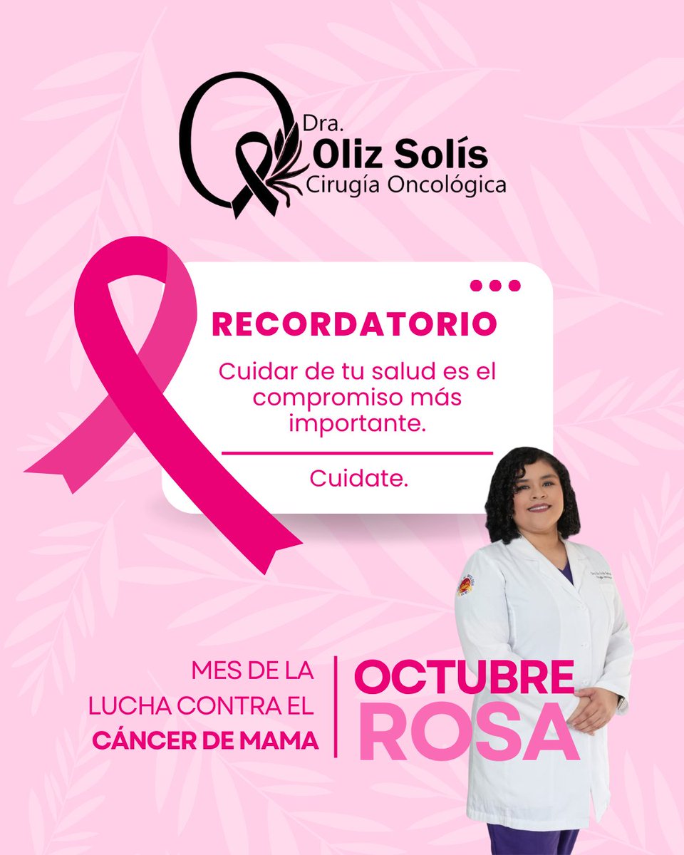 OlizSolis's tweet photo. Tu salud no se posterga. 🩷 En este Octubre Rosa, tómate el tiempo para revisarte y cuidar de ti. 

​📲 Agenda tu valoración: +505 8936-6189
📍 Atención en: Managua, Masaya, Granada, Matagalpa y Estelí.

​#OctubreRosa #CáncerDeMama #DraOlizSolis #SaludFemenina #CirugíaOncológica https://t.co/A1bwNa9VTo