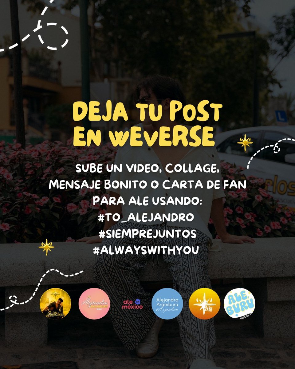 alearamburuLAT's tweet photo. 🌟| DINÁMICA

Tenemos programada una dinámica  para #Alejandro en Weverse!

Les invitamos a sumarse compartiendo mensajes positivos, cartitas y más en los siguientes horarios:

​⏰| 06 DE OCTUBRE

​🇭🇳🇸🇻🇬🇹🇨🇷🇲🇽 [4:00 PM]  
​🇨🇴🇪🇨🇵🇦🇵🇪 [5:00 PM]  
​🇩🇴🇵🇷🇻🇪🇬🇾🇧🇴🇨🇱 [6:00 PM]  
​🇦🇷🇺🇾🇵🇾🇧🇷 [7:00 PM] 

Recuerda utilizar los ##~
​#/to_alejandro
​#/SiempreJuntos
​#/AlwaysWithYou

#AlejandroAramburu #SantosBravos