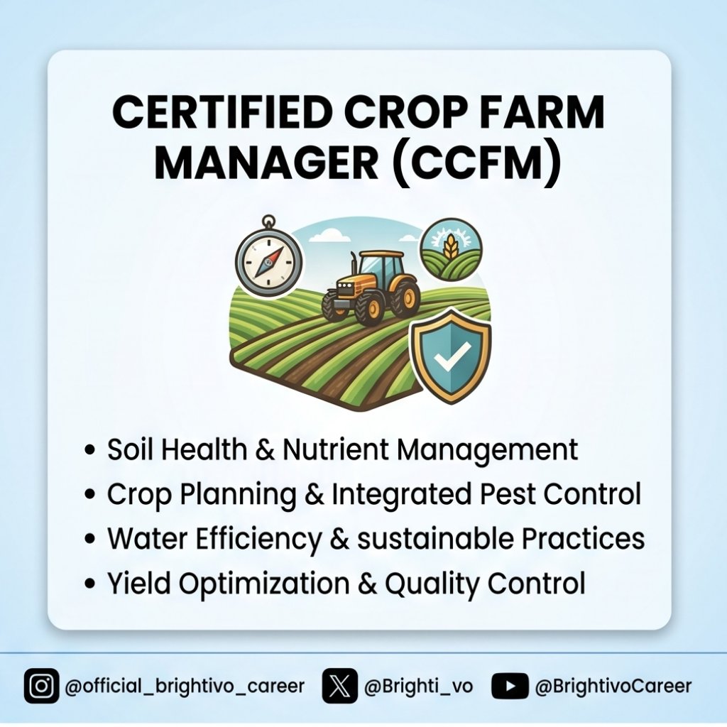 Brighti_vo's tweet photo. Want to stand out in agribusiness?
Key certifications boosting agricultural careers:
     CCFM (Crop Farm Management)
     CLFM (Livestock Farm Management)
     CAPM (Agro Processing Management)
Which certificate are you aiming for next? https://t.co/RyXY3upK7b