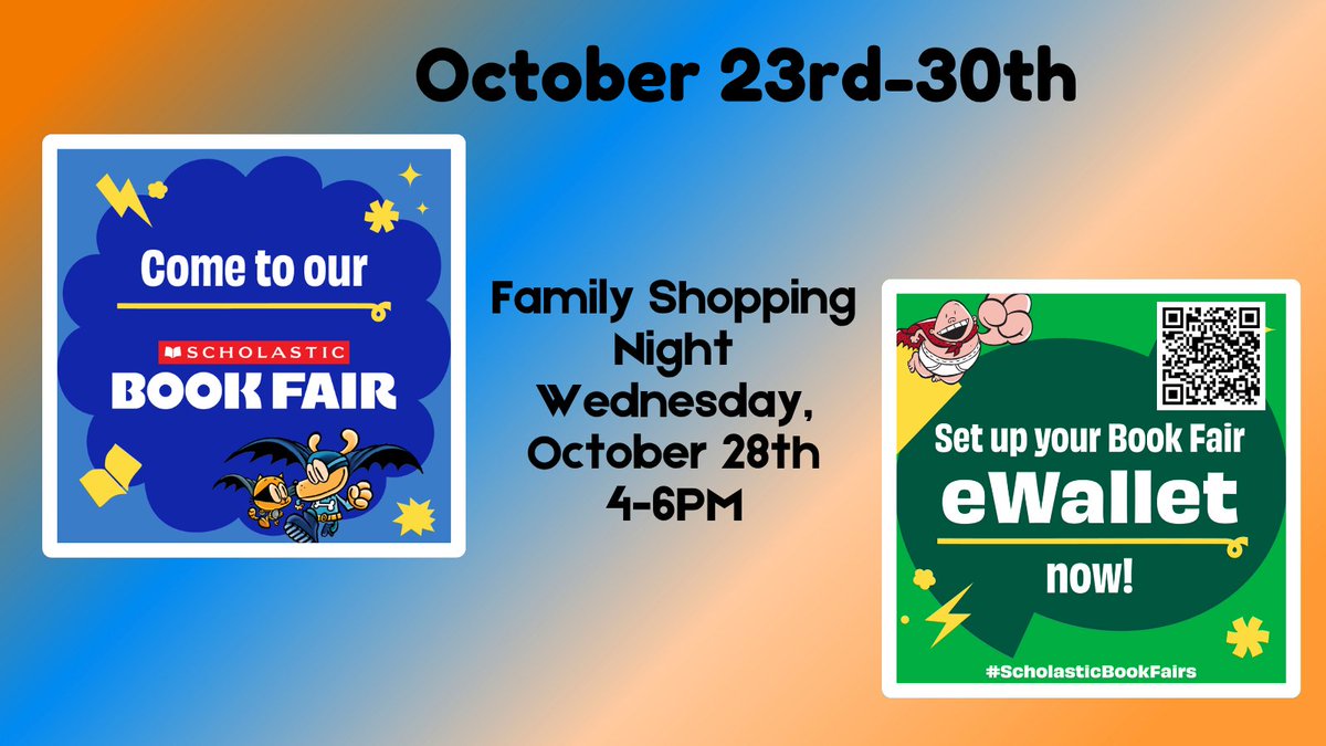 SneedESLibrary's tweet photo. Come shop our fall book fair October 23-30. Set up an eWallett for easy shopping. @Aliefsneed #BookJoy https://t.co/b97OgssUjF