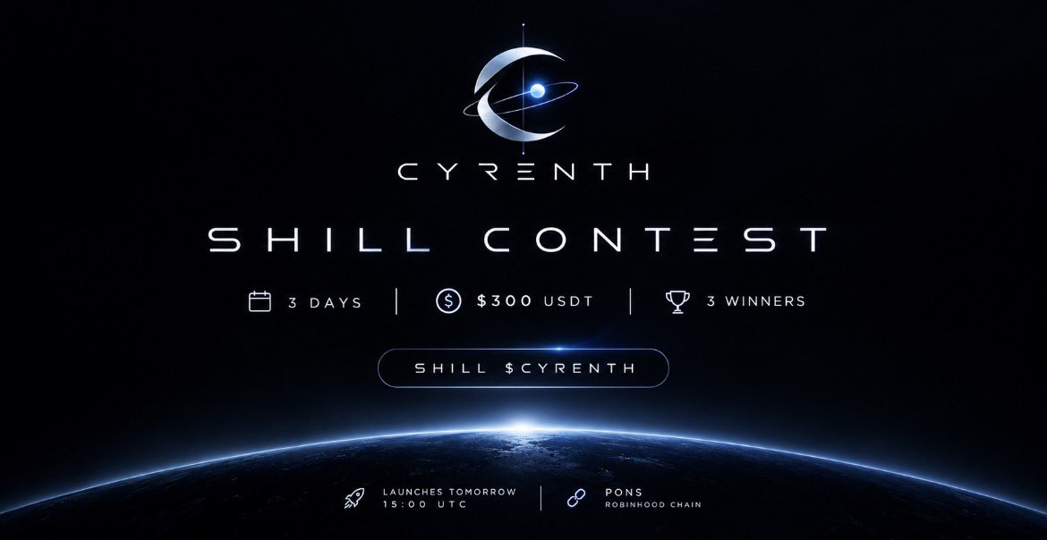 CYRENTH's tweet photo. 🔥 $CYRENTH SHILL CONTEST
3 DAYS. $300 USDT. 3 WINNERS. 💰

Simple..SHILL CYRENTH AS MUCH AS POSSIBLE. 👁️
For a valid entry:
• Tag @CYRENTH
• Use $CYRENTH
• Like comment and retweet posts from the official account. 

Get creative. Get loud. Put CYRENTH on the map. 🌐🔥 https://t.co/o62HGAa8Ms