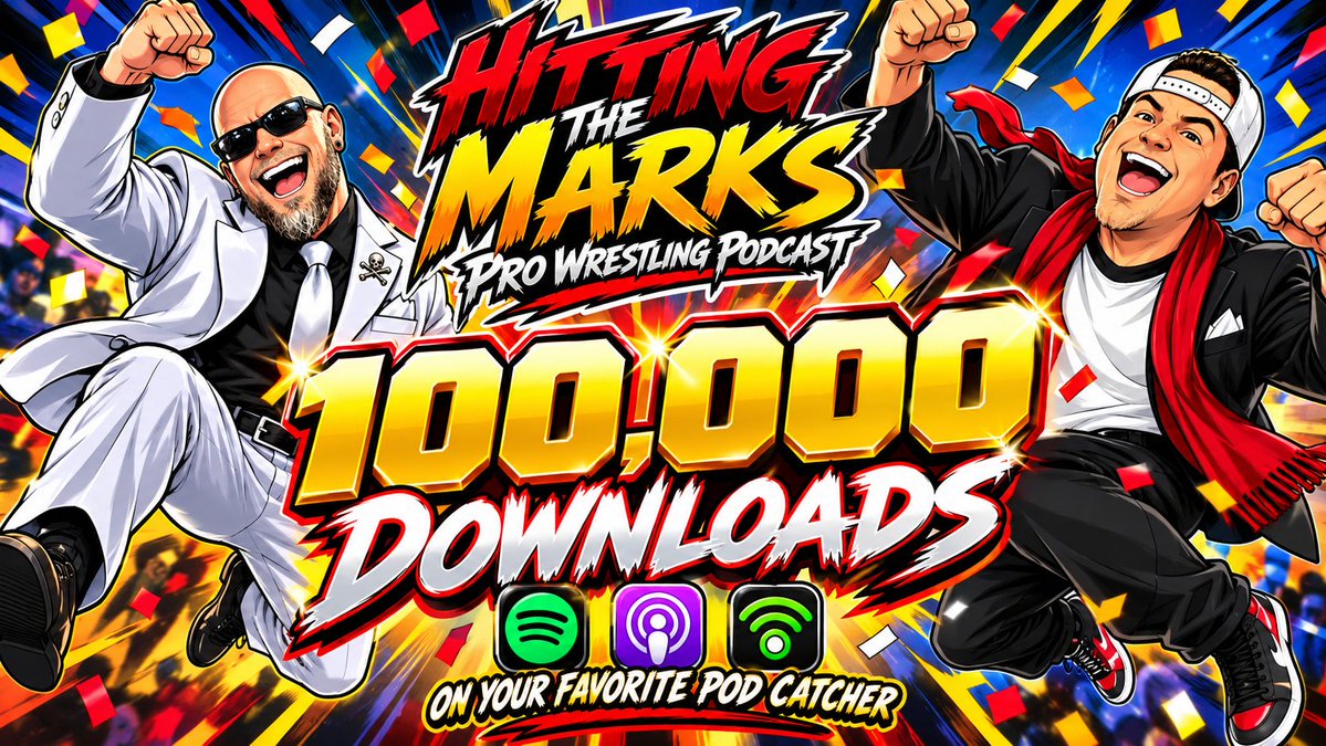 HTMpods's tweet photo. 🎯 MAJOR ACHIEVEMENT UNLOCKED... The Hitting The Marks Pro Wrestling Podcast has reached 100,000 downloads across those traditional pod catchers... THANK YOU to all of the support and listens... @HTMpods
@NotJargo
@ItsMeRBV https://t.co/ytAldvKX4u