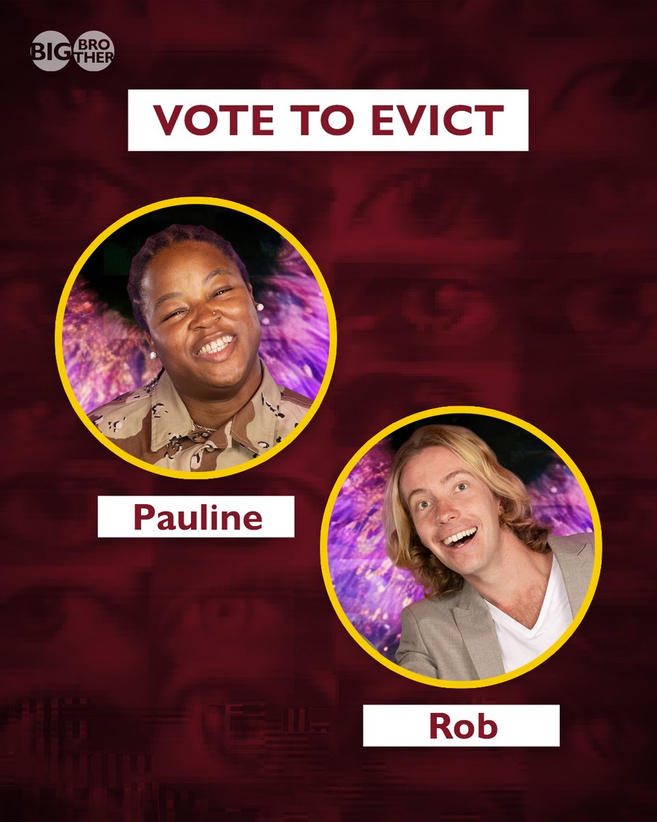 bbuk's tweet photo. This week it's Pauline vs Rob, who goes... you decide! 👁️ Vote now on the ITV website and have your say! #BBUK https://t.co/xrrJGwFYF7