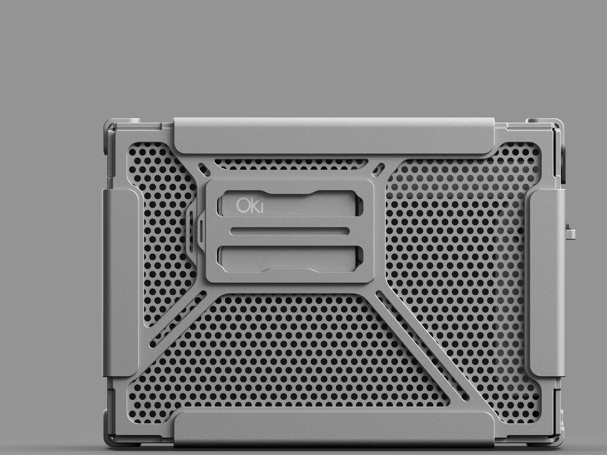 jesus_xeneixe's tweet photo. Slipping a 2 TB Memchip right into the front of the Oki Home Personal AI Computer is such a clean design, as shown by @okihomeai and @Luofei_Chen in this render of its bead-blasted aluminum body. https://t.co/tBhQolPyyQ