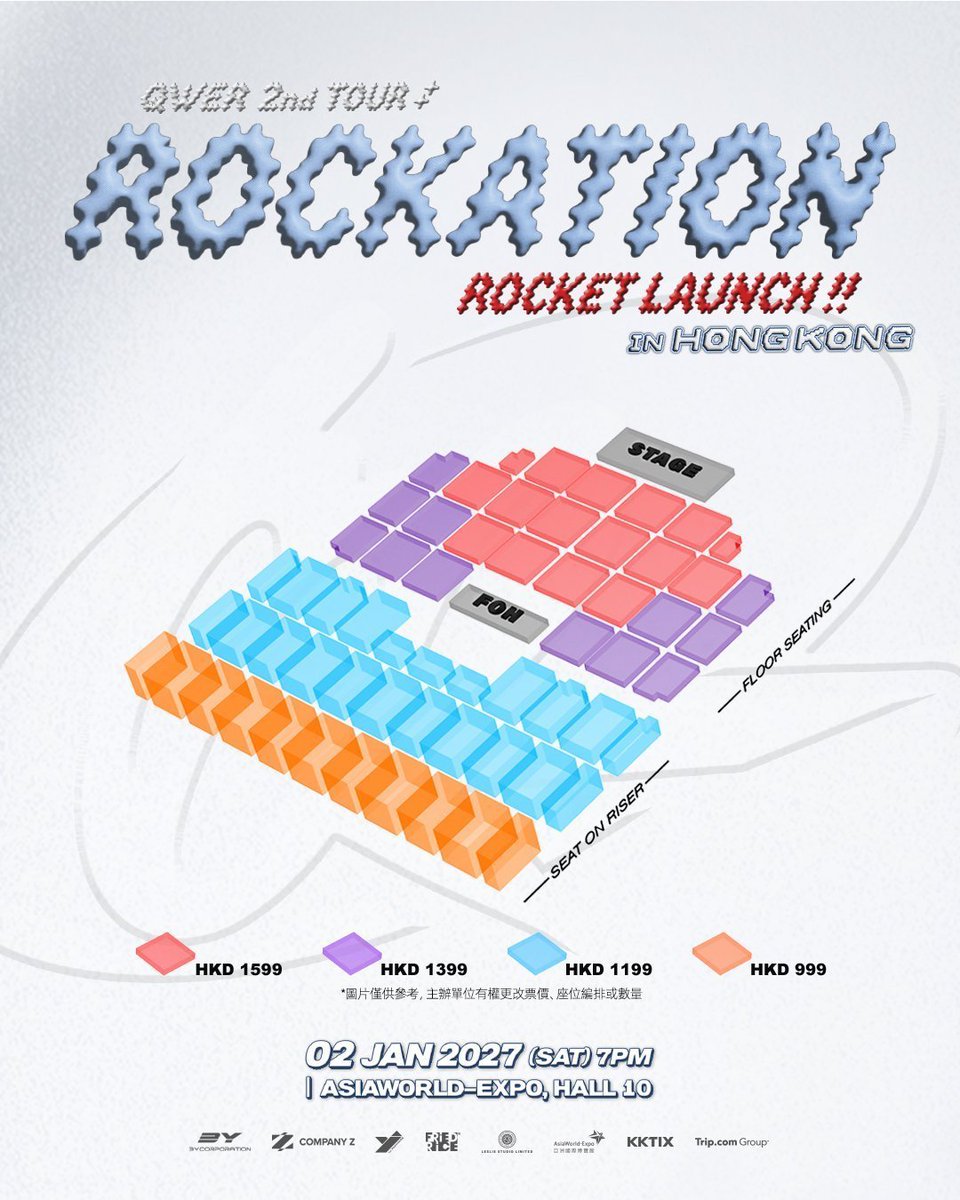 Stloynel2's tweet photo. 💎 QWER 2ND TOUR 〈ROCKATION : ROCKET LAUNCH!!〉 IN HONG KONG 💎
📅 日時：
 * 2027年1月2日(土) 19:00 (7:00 PM) 開演
📍 会場：ASIAWORLD-EXPO, HALL 10（アジアワールド・エキスポ ホール10 / 香港）
🎟️ 料金：価格お問い合わせ（QWERによる香港公演の代行予約を受付中！）
👤 Artist & Organizer：
 * QWER
 * 主催：TAMAGAWA 
✨ 取扱座席・案内ガイド
 * 大人気ガールズバンド QWER によるツアー『QWER 2ND TOUR 〈ROCKATION : ROCKET LAUNCH!!〉 IN HONG KONG』アジアワールド・エキスポ ホール10公演をフルサポート
 * ステージ前方フロア良席から見やすい指定席まで完全網羅
 * 香港現地でのスムーズなチケット確保＆入場サポートを実施
   ━━━━━━━━━━━━━━━━━━
⚠️ ご購入の意思が確定し、お支払いおよびチケット確保が可能な段階になってからDMください（希望席種・エリア / 枚数 / ご予算を明記）。
#QWER #ROCKATION #RocketLaunch #AsiaWorldExpo #香港公演 #香港ライブ #海外コン代行 #香港チケット #コンサート代行 #チケット代行 #티켓대행 #代理チケッティング #チケッティング代行 #チケット譲 #양도 #WTS #WTE #KPOPチケット