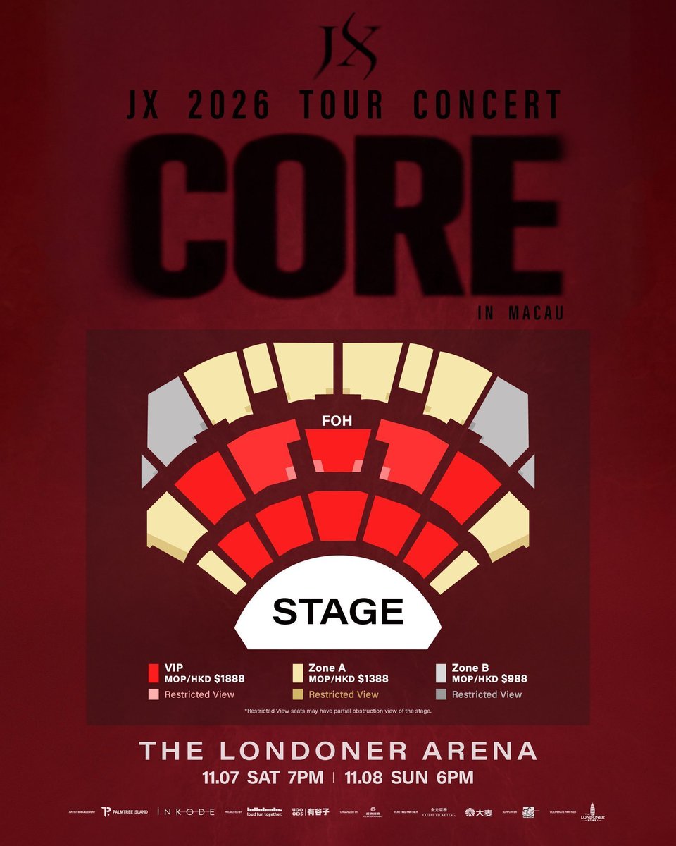 Stloynel2's tweet photo. 🎫 JX 2026 TOUR CONCERT <CORE> IN MACAU 👑
✨ JX（JAEJOONG & JUNSU）のツアーコンサート「CORE」マカオ公演の代理チケッティング受付中！
📅 日時
 * 2026年11月7日(土) 19:00 (7:00 PM) 開演
 * 2026年11月8日(日) 18:00 (6:00 PM) 開演
📍 場所
THE LONDONER ARENA (マカオ・ザ・ロンドンアリーナ)
📩 予約はDMまで！
ご希望の「公演日」「席種・エリア」「枚数」「ご予算」を明記の上、お早めにご連絡ください。
※決断され、すぐにお支払いおよびチケット確保が可能な段階になってからDMをお送りいただくようお願いいたします。
#チケット代行
#JX #JAEJOONG #JUNSU #김재중 #김준수 #CORE #TheLondonerArena #マカオ公演 #海外コン代行 #マカオチケット #コンサート代行 #チケット代行 #代理チケッティング #チケッティング代行 #KPOPチケット #チケジャム #良席 #神席 #양도 #WTS #WTE