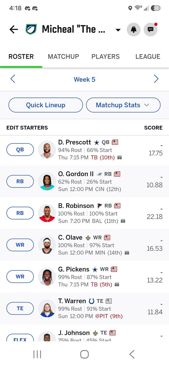 Repolarizations's tweet photo. @SleeperNFL I'm stayin alive https://t.co/DivosDew2G