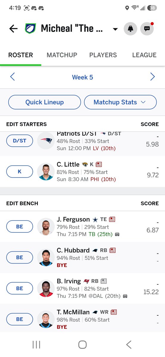 Repolarizations's tweet photo. @SleeperNFL I'm stayin alive https://t.co/DivosDew2G