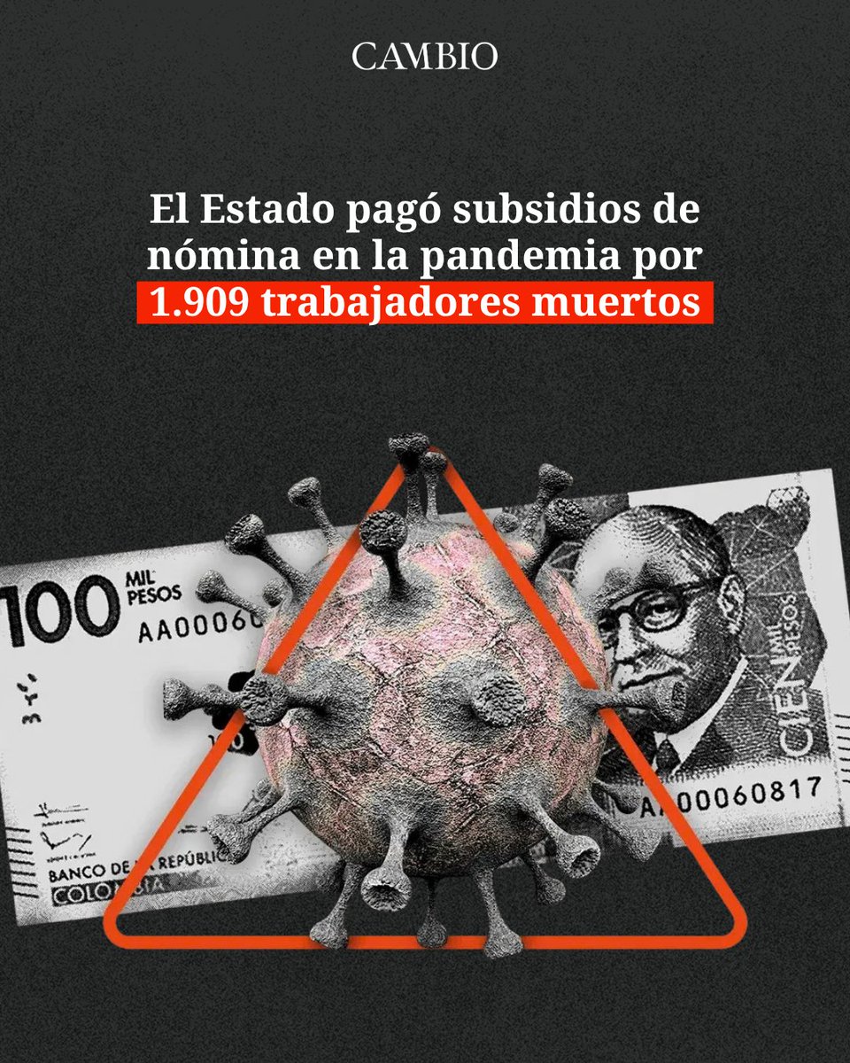estoescambio's tweet photo. 💵🔎 CAMBIO conoció una auditoría a los programas de apoyo a la nómina durante la pandemia, según la cual 1.655 empresas cobraron por 1.909 trabajadores que ya habían muerto. Además, nueve agremiadoras sin empleados propios se llevaron otros 1.764 millones de pesos.

👉 Estos son los hallazgos: https://t.co/o4ubO7jfH2