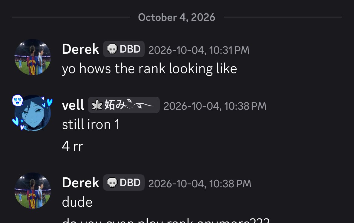 emopervertgirl's tweet photo. this random checks up on me every few weeks to see if Ive made it out of iron and I have to give him the same sad news every time https://t.co/D1v2zzV1Tv