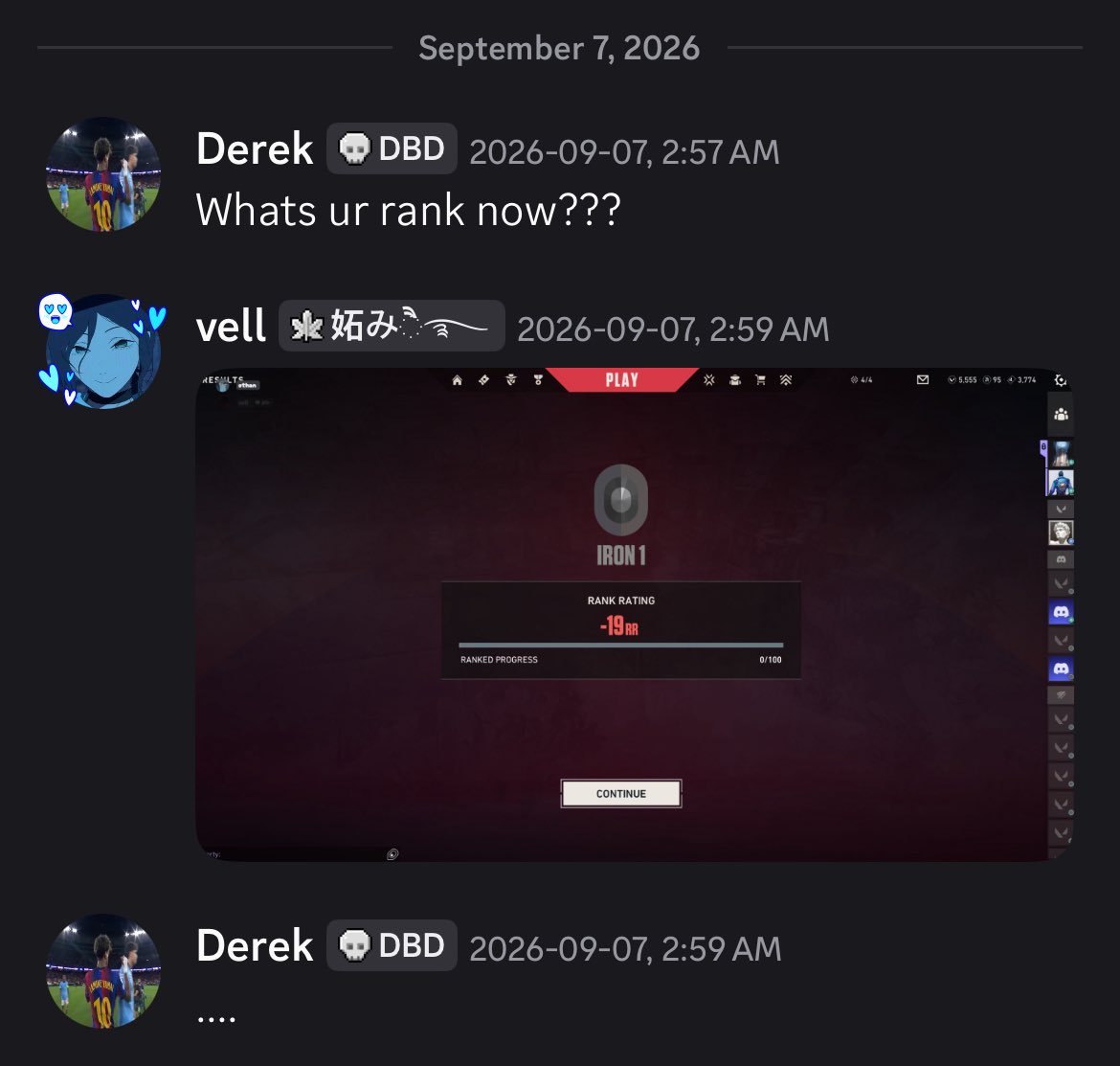 emopervertgirl's tweet photo. this random checks up on me every few weeks to see if Ive made it out of iron and I have to give him the same sad news every time https://t.co/D1v2zzV1Tv