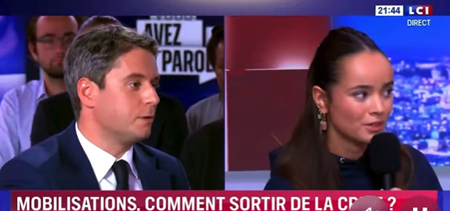 FredGaulois's tweet photo. Cette jeune femme responsable de l'UNI Bordeaux s'appelle Louise Montagnon, elle vient tout simplement d'atomiser tout le plateau TV de LCI rempli d'étudiants gauchistes et surtout elle a ridiculisé bébé macron.
J'avais déjà remarqué sa capacité à argumenter lors d'un passage sur Cnews.

Elle mérite très largement un suivi de votre part les amis, elle ira loin et tant mieux pour notre pays.
Son compte x est : @louiselzeu
