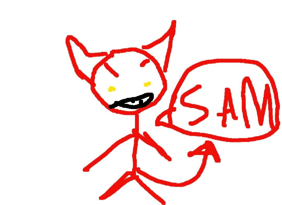 mythicalfishy5's tweet photo. Was playing https://t.co/ogi8S3Fimz with Ryland and London. we couldn’t figure out what it was cause he hadn’t drawn the sam part yet so we were saying evil and stuff then he put Sam and I got it immediately 😭 it was demon. Can you tell we like SPN #supernatural #samwinchester https://t.co/bWbhPtV0PS