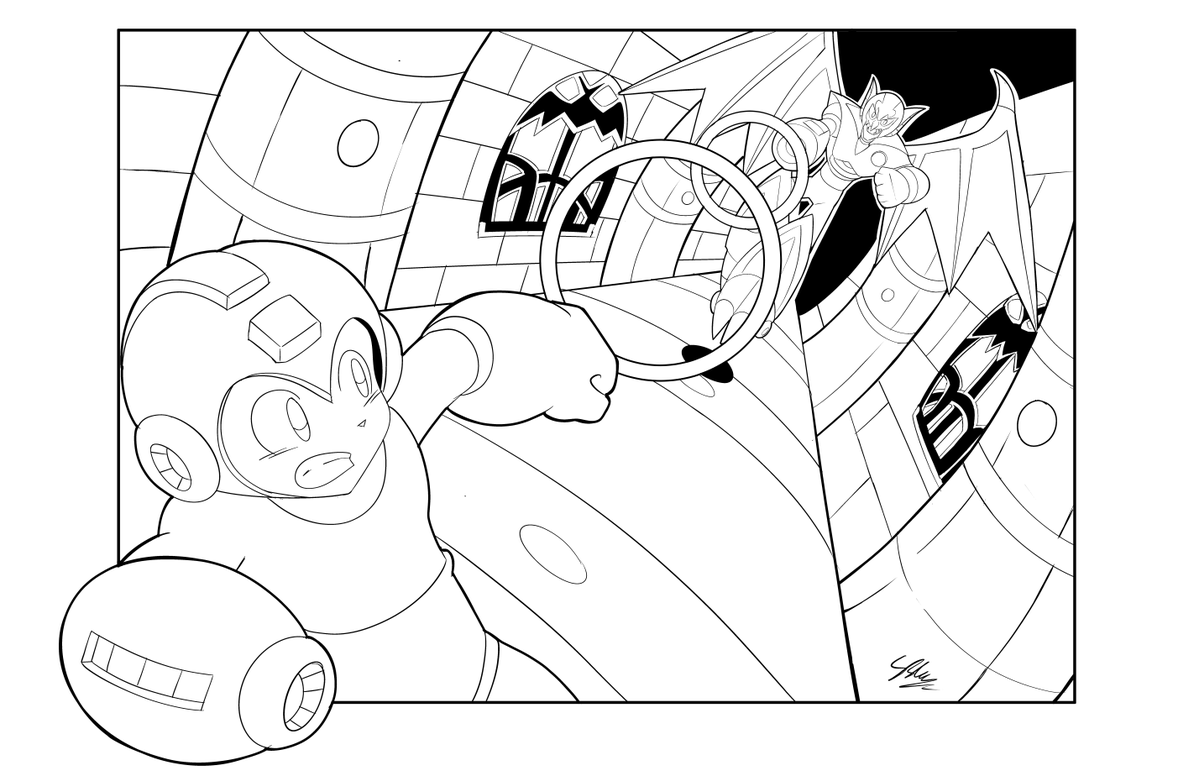 StaticBlu's tweet photo. Megaman Vs Shade Man
 #inktober #megaman #ロックマン https://t.co/pkMck8kXez
