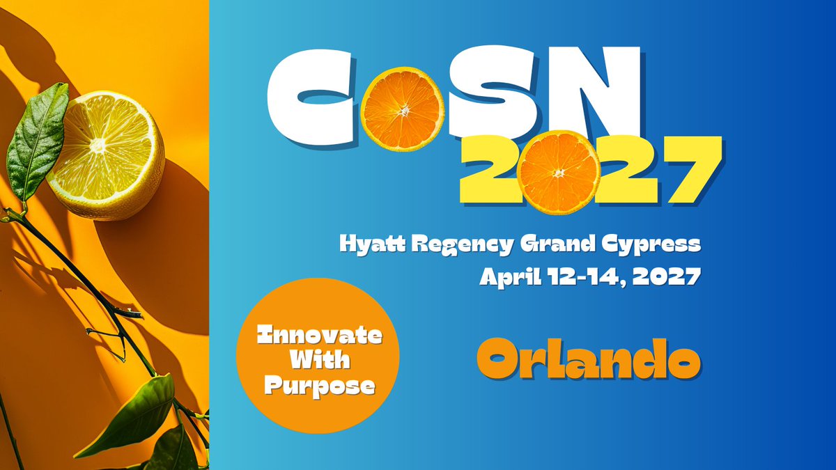 CoSN's tweet photo. 🚨 Big news, #EdTech leaders! Registration for #CoSN2027 is officially open!

See you in Orlando, FL April 12-14, 2027! ☀️🌴

Lock in the early bird rate and save your spot now -- https://t.co/1veCITfnIO

#K12EdTech #EdTech #SchoolLeadership #CoSN #Conference https://t.co/koA30eRIHG
