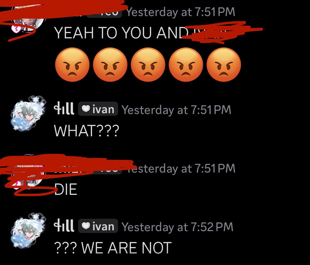 1vanscure's tweet photo. Why am I not allowed to have friends I match without flirting / dating allegations I’m still madly inlove with someone else I do not want his ass I swear 😭😭I BARELY KNOW THE KID ???? DIEDIEDIEDIE I AM WAITING LIKE A DOG FOR SOMEONE ELSE GETOUT https://t.co/jrt7BHjy5Y