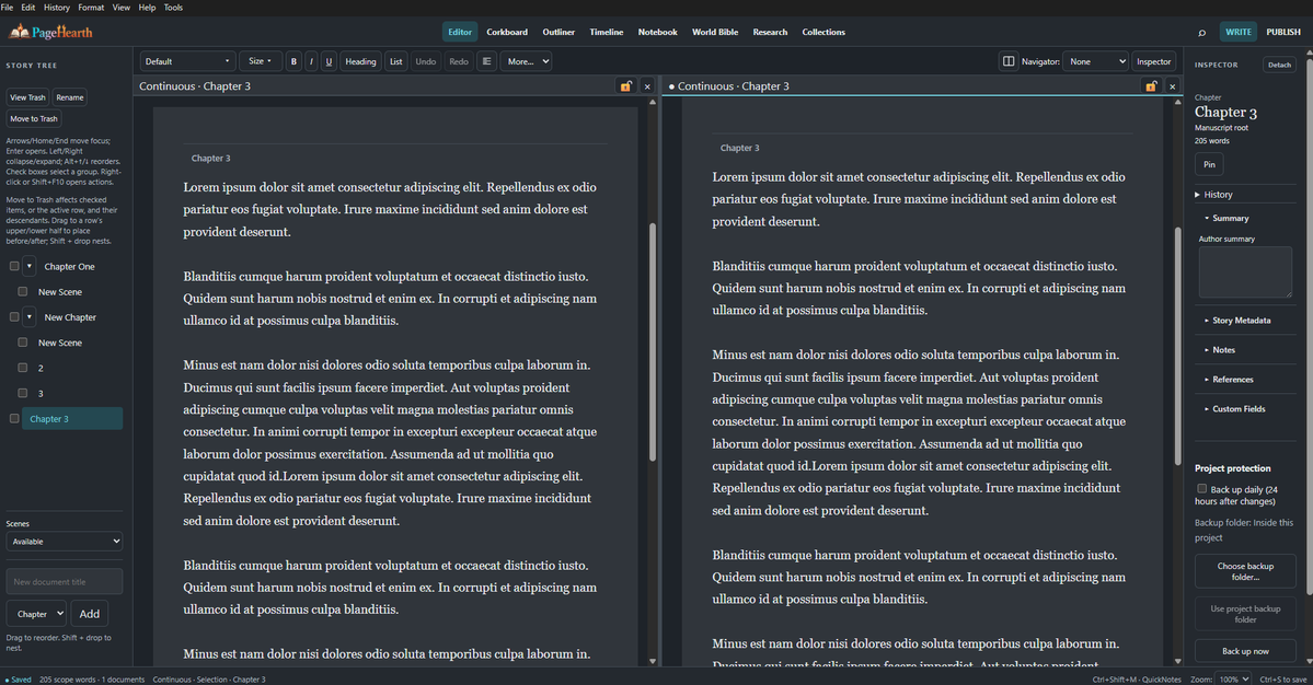 ThatsHush's tweet photo. First time I’ve mentioned this here, but I’ve been building PageHearth, a writing and publishing app that’s still in development.
Lately I’ve been working on Split Editors, Focus Mode, font sizing, text alignment, and a lot of polish behind the scenes.
Next up: Writing Statistics + Writing Goals. 🔥📖
@pagehearth 
#WritingCommunity #AmWriting