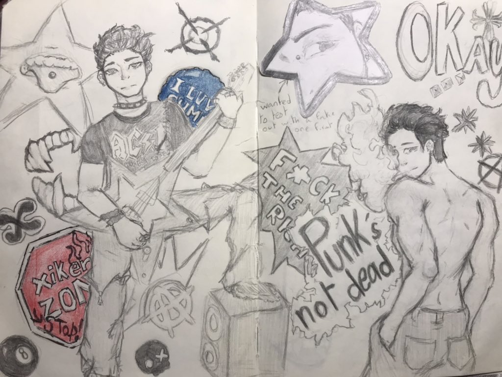 sp_uk_i's tweet photo. Day 6 : rockstars 

Sorry to say that I’m fucking obsessed with punk Sumin so… DONT COME AFTER ME AYO
It’s not a complete recent drawing since Im sick and on periods rn but enjoy 

#roadytober #xikers #싸이커스 #roady #xikersfanart #sumin #suminfanart https://t.co/IvEYNuXprE