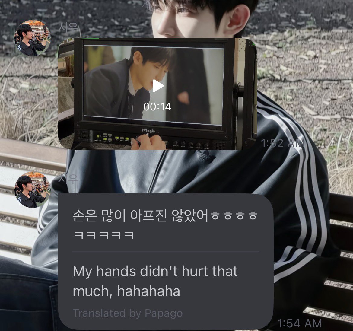 Landomee_'s tweet photo. siwoo still comforts fans by saying it doesn't hurt much and saves time on making up for the weather. 💜 
 how much he wants to protect us and keep us from worrying. 🥺 He always thinks about our feelings and tries to make sure we’re okay. Our little bunny is truly so thoughtful, caring, and full of love. 🐰👑💜 

#박시우
#PARKSIWOO