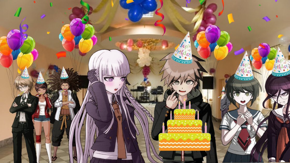 aRandom_acc_'s tweet photo. Makoto Naegi… and everyone else… celebrating Kyoko Kirigiri’s birthday! https://t.co/k63cDuFNIr