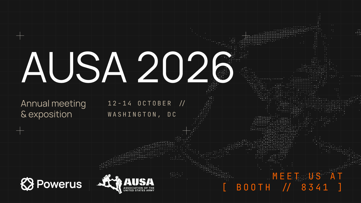powerus_usa's tweet photo. Our October calendar has one very important stop: AUSA 2026.

The Powerus team is heading to Washington, D.C. October 12 to 14. Find us at Booth 8341 for the debut of our Guardian-3 airframe and the Matrix FPV line.

AUSA is where we hear directly from the people driving the mission, and that feedback goes straight into what we build.

Heading to AUSA? Stop by Booth 8341 and let's talk.