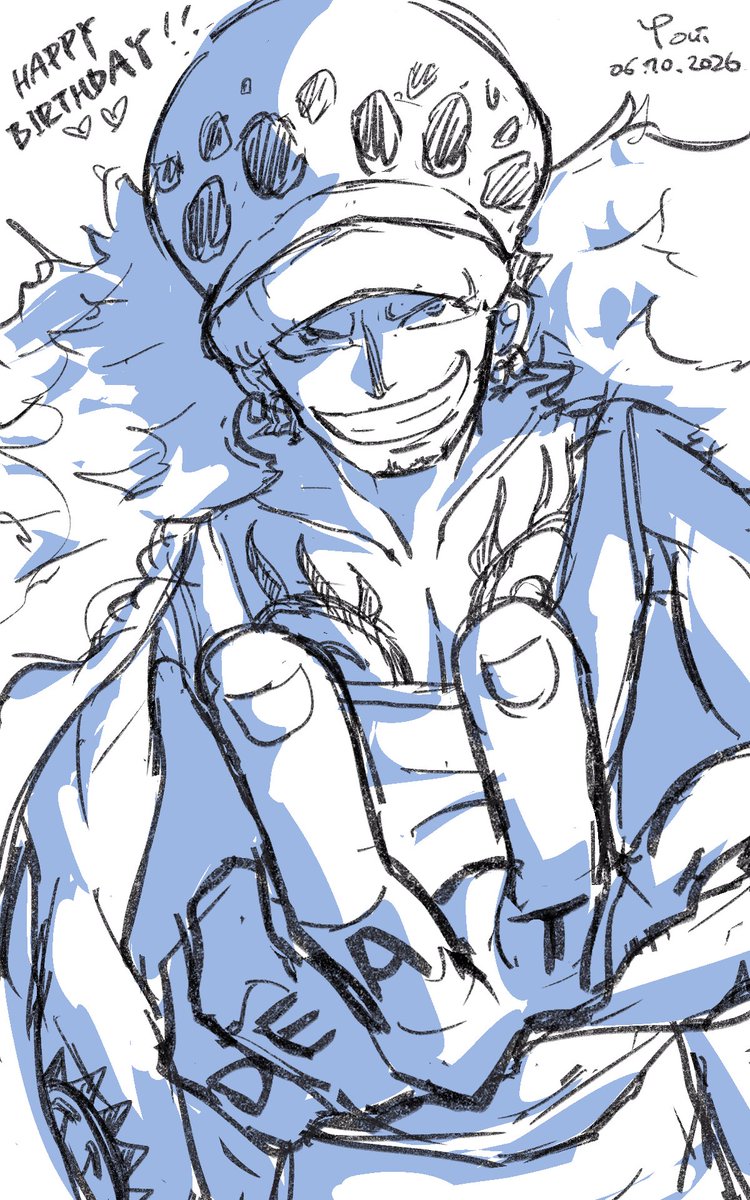Yoho_honi's tweet photo. Im posting here too! 😍🥳🥳

Happy birthday Law!!! hehe
I almost missed it but managed to draw something quick before the day ends! 

I will definitely draw a better art for you Law 😂🫡

#trafalgarlaw #ロー誕生祭2026 https://t.co/fhTfLOlnyJ