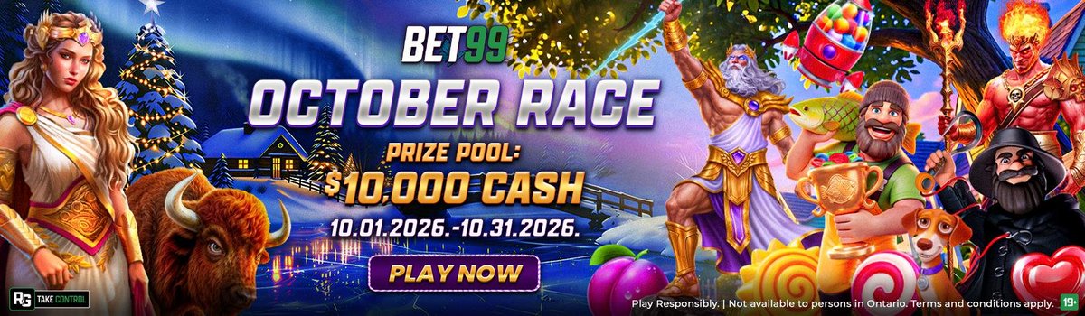 BET99SLOTS's tweet photo. October is about to get competitive 👀

Join the BET99 October Race from October 1–31 and race for your share of $10,000 in cash prizes

Available at @BET99Sportsbook 📲

Not available to players in Ontario. https://t.co/0vuCLqH5Cx