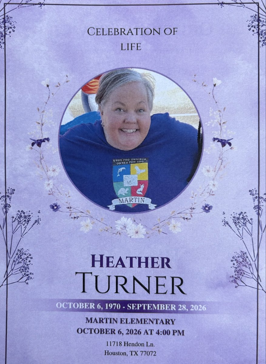 O_L_Mayers's tweet photo. This #NationalPrincipalsMonth, we lovingly remember a principal who knew how to #LeadWithJOY. We are grateful for the 28 years she shared with @AliefISD. Her legacy lives on in the @Martin_Mustangs students, staff, and families whose lives she touched. Forever in our hearts. 💜 https://t.co/LTEJkipHuA