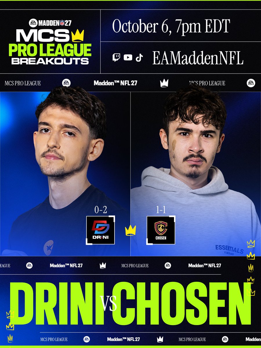 EAMaddenNFL_MCS's tweet photo. BREAKOUTS HEADLINERS 🥊👀

Catch these heavyweight matchups TONIGHT during the #MCS27 Pro League!