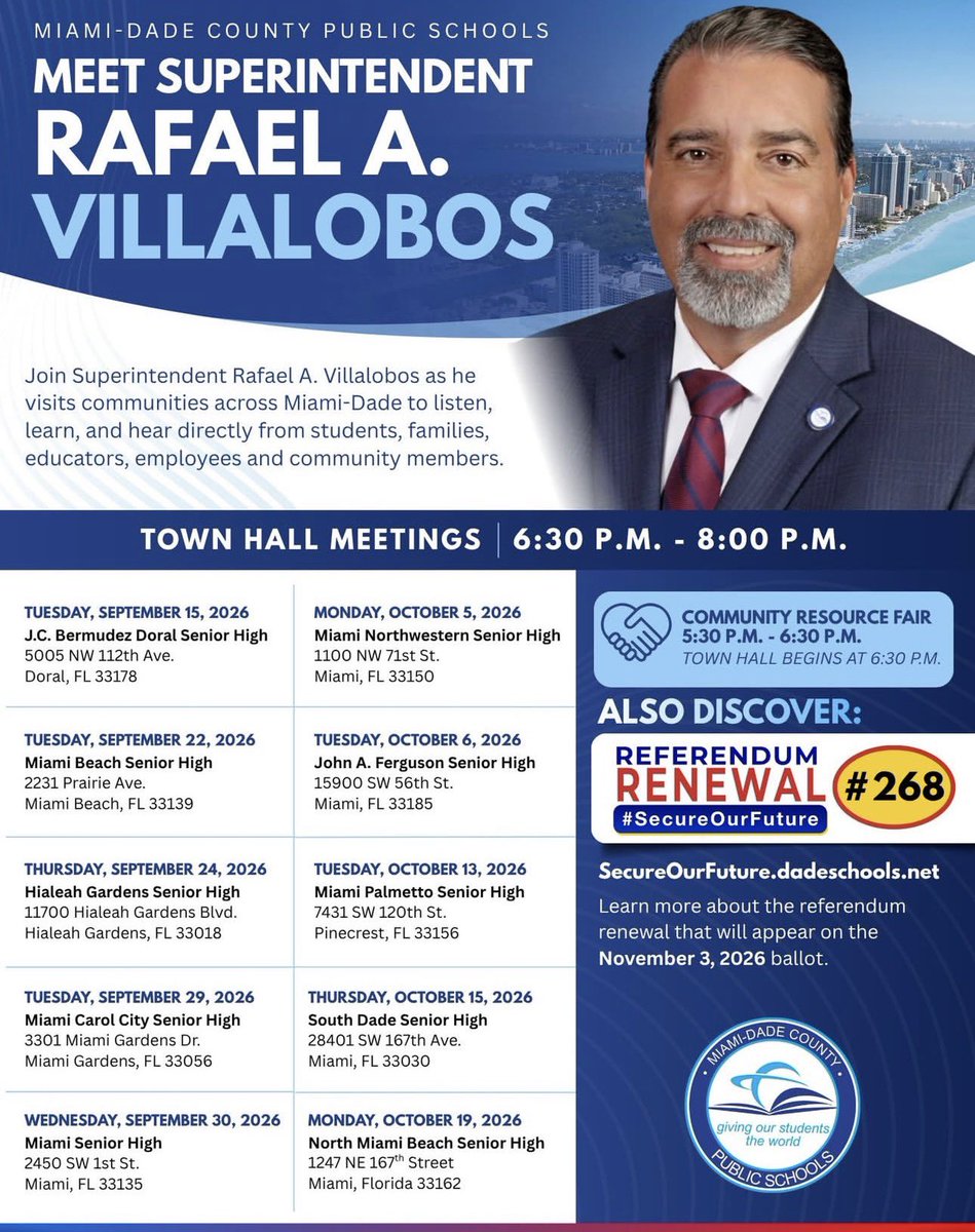 mdcpscee's tweet photo. CEE was excited to join the M-DCPS Town Halls this week @MNW_Bulls1955 and @FergusonFalcons 💙 Connecting with families and our community while sharing resources and opportunities that support our students and schools.

#MDCPSYourBestChoice #CEE https://t.co/02MlajZE8i