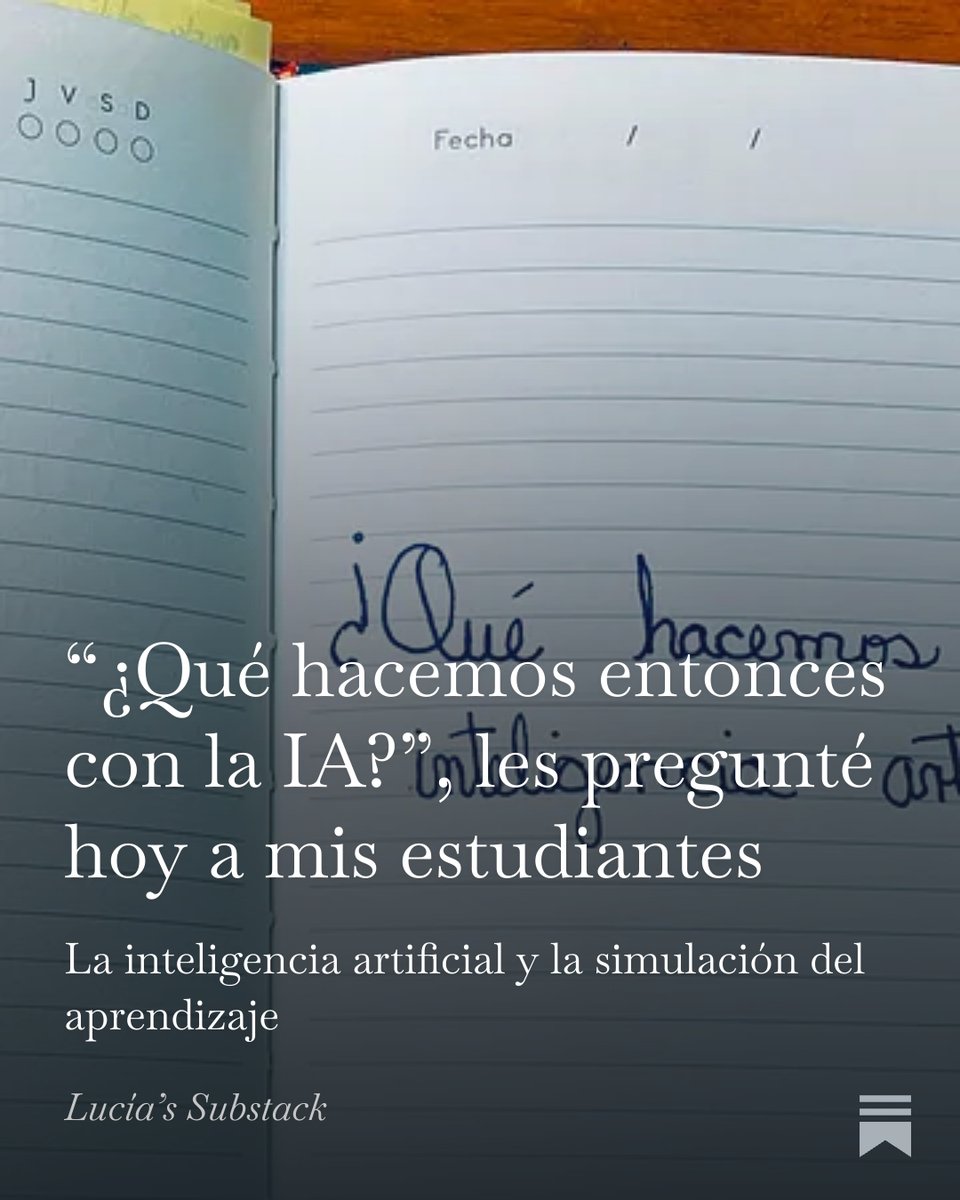 Luciapicho's tweet photo. “¿Qué hacemos entonces con la IA?”, les pregunté hoy a mis estudiantes https://t.co/UrdOeXbq4m https://t.co/d5sebbZTTi