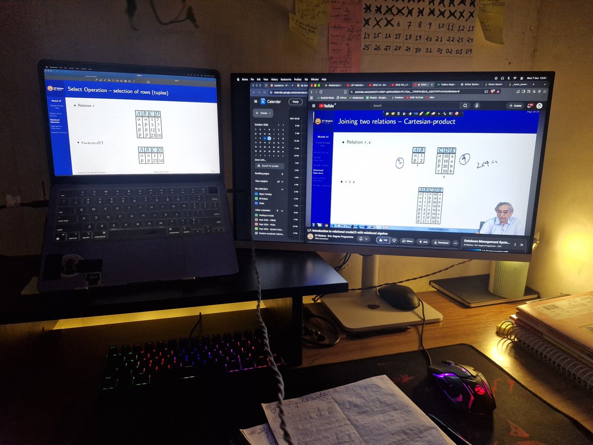 _Nipun_Pandey_'s tweet photo. Day 39 📚

• DBMS: Relational algebra — selection and Cartesian product
• DSA: Algorithm performance and upper bounds
• System Commands:Completed and submitted multiple assignments successfully.

Slowly building consistency. ⚡

#StudyLog #DBMS #DSA #Linux #LearningInPublic https://t.co/HbZxPZVsle